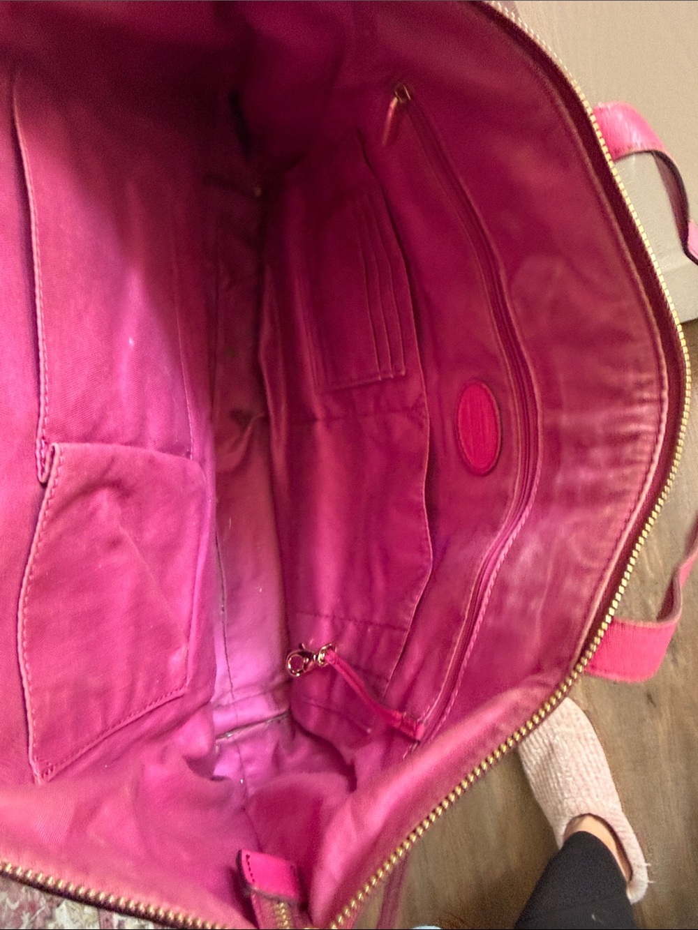 Fossil Magenta Pink Leather Rachel Tote Bag - Picture 5 of 6